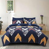 New Blue Zig Zag Style Fitted Bed Sheet with Pillowcases