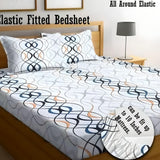 White Audis Fitted Bed Sheets with Pillow Cover Sets