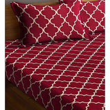 Red Diamond Striped Bed Sheet with Pillowcases