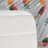 New White Flower Print Fitted Bed Sheet King Size With Pillow Sets
