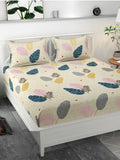 Beige Petals Cotton Bed Sheet Design with Pillowcases