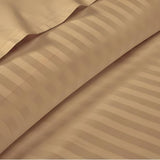 Beige Satin Striped Bed Sheet with Pillowcases