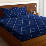 Blue Box Fitted Bed Sheet King Size with Pillow Cover Sets