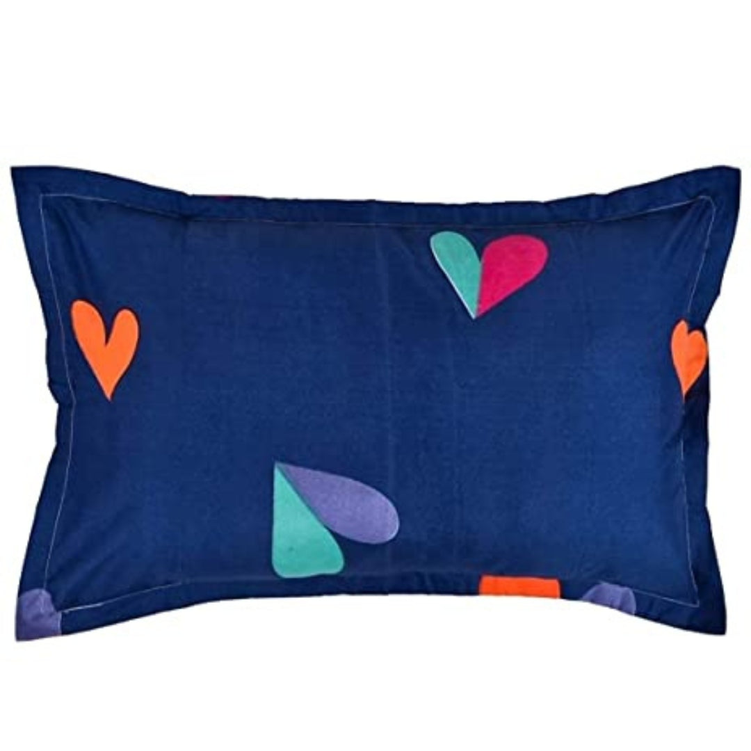 Blue Heart Pure Cotton Bedsheets with Pillowcases