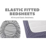 Dark Grey Elastic Fitted Bedsheets with Pillow Cover Sets