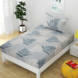 Grey Neem Leaf Fitted Bed Sheets with Pillow Cover Sets