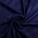 Navy Blue Striped Satin Fitted Bed Sheet with Pillow Covers