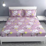 New Pink Flower Printed Fitted Bed Sheets with Pillow Cover Sets