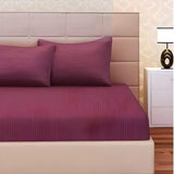 Onion Satin Striped Cotton Bed Sheet Design with Pillow Sets