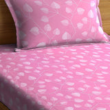 Pink Leaf Fitted Bed Sheets with Pillow Cover Sets