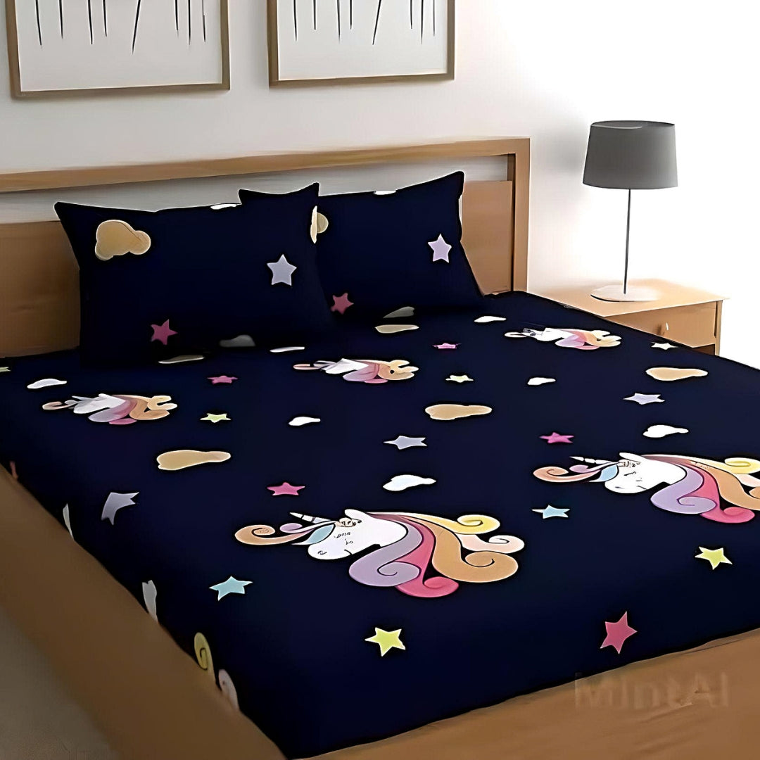Unicorn Fitted Bed Sheets with Pillow Cover Sets