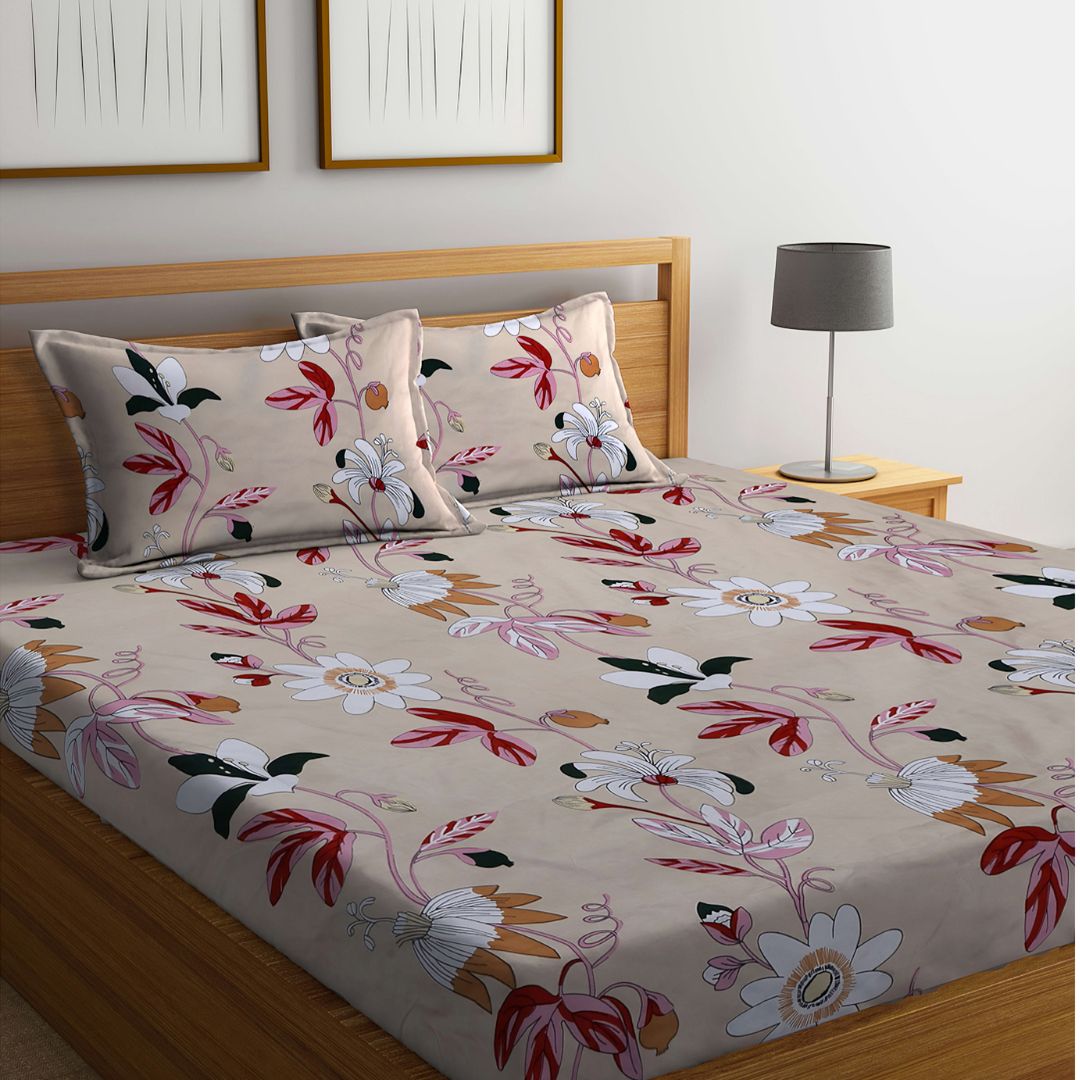 Pink Forest Fitted Cotton Bed Sheet Design with Pillowcases