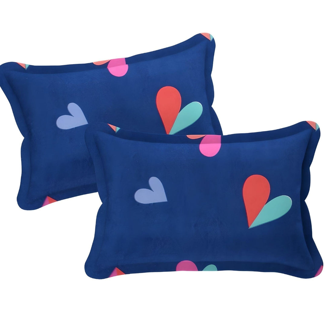 Blue Heart Pure Cotton Bedsheets with Pillowcases