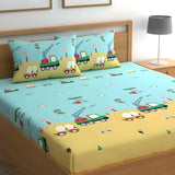 Green Truck Cotton Bed Sheet Design with Pillowcases