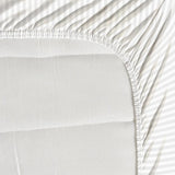 Grey & White Satin Elastic Fitted Bedsheets with Pillow Sets