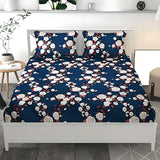 Blue Flower Printed Bed Sheet with Pillowcases